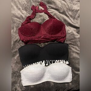 PINK Victoria's Secret Bralette Set - Black, Grey and Red